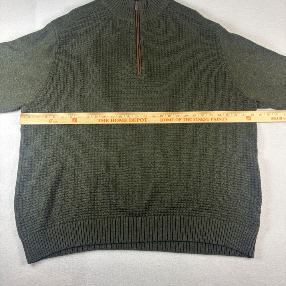 Tricots St Raphael Mens 3X Olive Green Waffle Knit Quarter Zip Elbow Patch 3XL - Picture 3 of 11